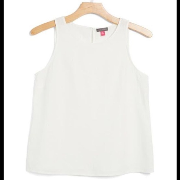 2/$30 Vince Camuto Linen Blend Keyhole Tank White sz Small NWT⚠️ - Picture 1 of 11